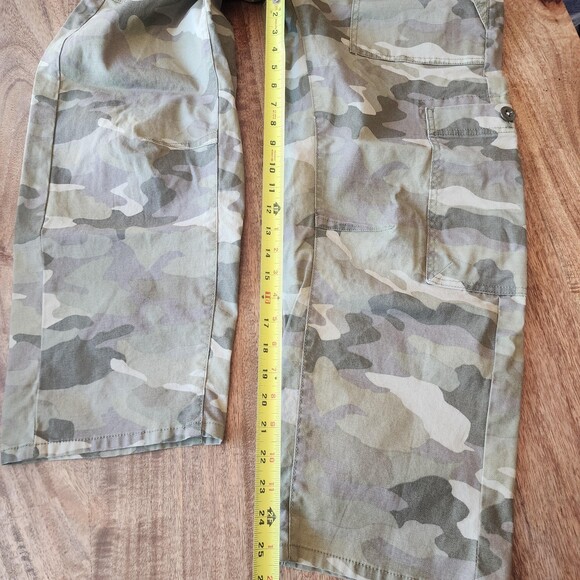 Pilcro Pants Womens 28 Green Camo Cargo Crop Straight Leg Stretch Casual Utility - Picture 14 of 15